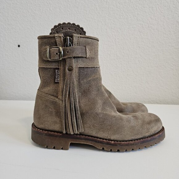 Penelope Chilvers Gaucho Birch Cropped Suede Leather Tassel Ankle Boots 37/6 - Picture 13 of 13